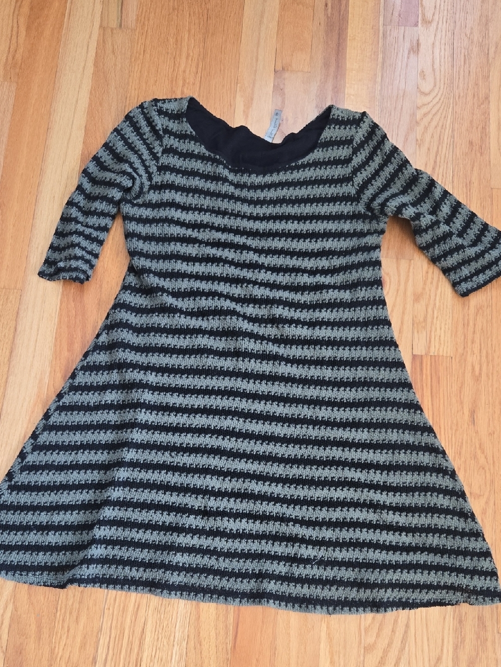 Women's Black and Olive Striped Knit Tunic